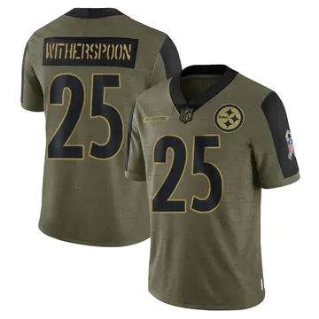 Nike Ahkello Witherspoon Men's Limited Pittsburgh Steelers Olive 2021 Salute To Service Jersey