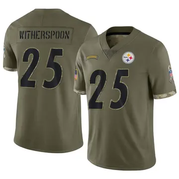 Nike Ahkello Witherspoon Men's Limited Pittsburgh Steelers Olive 2022 Salute To Service Jersey