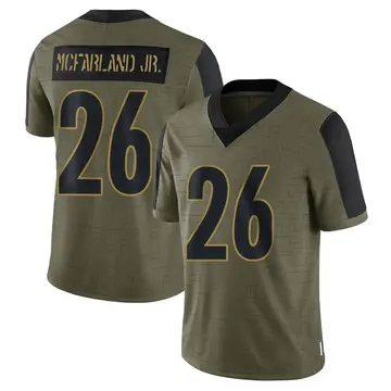 Nike Anthony McFarland Jr. Youth Limited Pittsburgh Steelers Olive 2021 Salute To Service Jersey