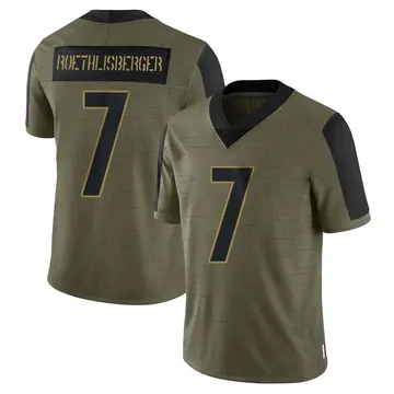 Nike Ben Roethlisberger Men's Limited Pittsburgh Steelers Olive 2021 Salute To Service Jersey