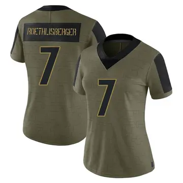 Nike Ben Roethlisberger Women's Limited Pittsburgh Steelers Olive 2021 Salute To Service Jersey