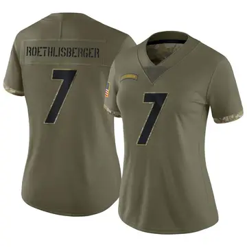Nike Ben Roethlisberger Women's Limited Pittsburgh Steelers Olive 2022 Salute To Service Jersey