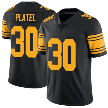 Nike Carlins Platel Men's Limited Pittsburgh Steelers Black Color Rush Jersey