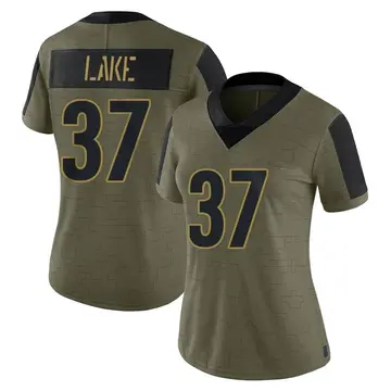 Nike Carnell Lake Women's Limited Pittsburgh Steelers Olive 2021 Salute To Service Jersey