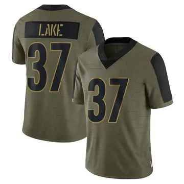 Nike Carnell Lake Youth Limited Pittsburgh Steelers Olive 2021 Salute To Service Jersey