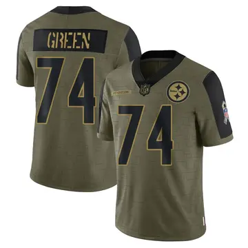 Nike Chaz Green Men's Limited Pittsburgh Steelers Olive 2021 Salute To Service Jersey