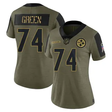 Nike Chaz Green Women's Limited Pittsburgh Steelers Olive 2021 Salute To Service Jersey