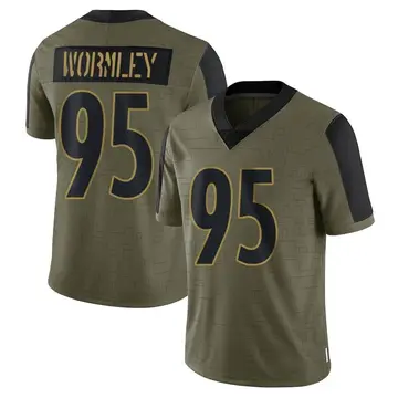 Nike Chris Wormley Youth Limited Pittsburgh Steelers Olive 2021 Salute To Service Jersey
