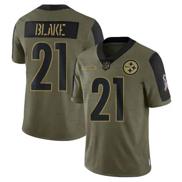 Nike Christian Blake Men's Limited Pittsburgh Steelers Olive 2021 Salute To Service Jersey