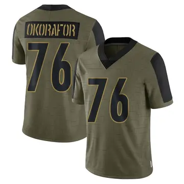 Nike Chukwuma Okorafor Men's Limited Pittsburgh Steelers Olive 2021 Salute To Service Jersey