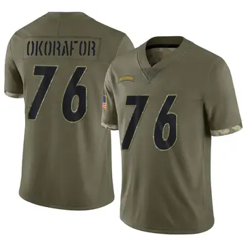 Nike Chukwuma Okorafor Men's Limited Pittsburgh Steelers Olive 2022 Salute To Service Jersey