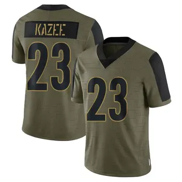 Nike Damontae Kazee Men's Limited Pittsburgh Steelers Olive 2021 Salute To Service Jersey
