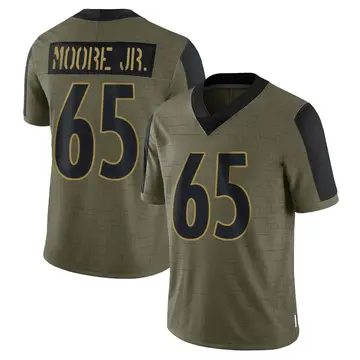 Nike Dan Moore Jr. Men's Limited Pittsburgh Steelers Olive 2021 Salute To Service Jersey