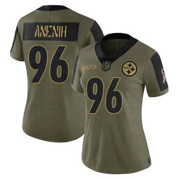 Nike David Anenih Women's Limited Pittsburgh Steelers Olive 2021 Salute To Service Jersey