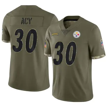 Nike DeMarkus Acy Men's Limited Pittsburgh Steelers Olive 2022 Salute To Service Jersey