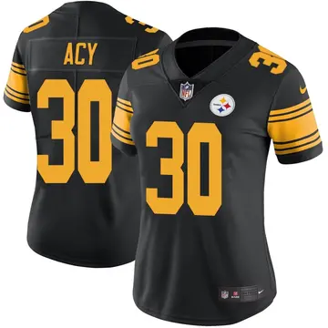 Nike DeMarkus Acy Women's Limited Pittsburgh Steelers Black Color Rush Jersey