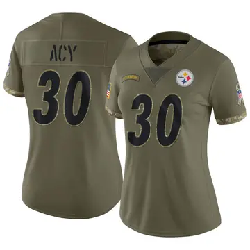 Nike DeMarkus Acy Women's Limited Pittsburgh Steelers Olive 2022 Salute To Service Jersey