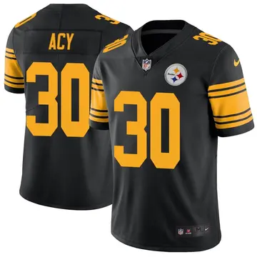 Nike DeMarkus Acy Youth Limited Pittsburgh Steelers Black Color Rush Jersey
