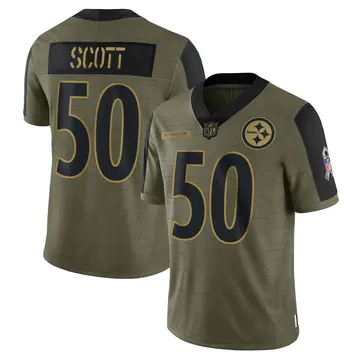 Nike Delontae Scott Men's Limited Pittsburgh Steelers Olive 2021 Salute To Service Jersey