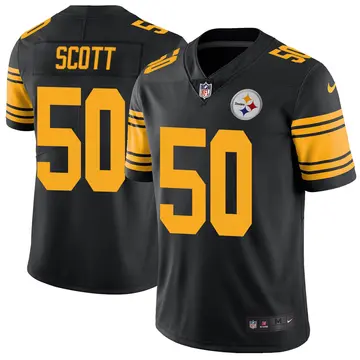 Nike Delontae Scott Youth Limited Pittsburgh Steelers Black Color Rush Jersey