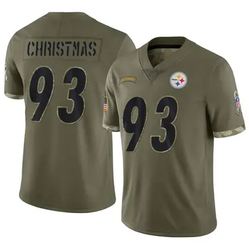 Nike Demarcus Christmas Men's Limited Pittsburgh Steelers Olive 2022 Salute To Service Jersey