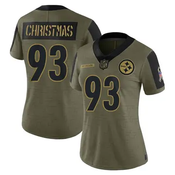 Nike Demarcus Christmas Women's Limited Pittsburgh Steelers Olive 2021 Salute To Service Jersey