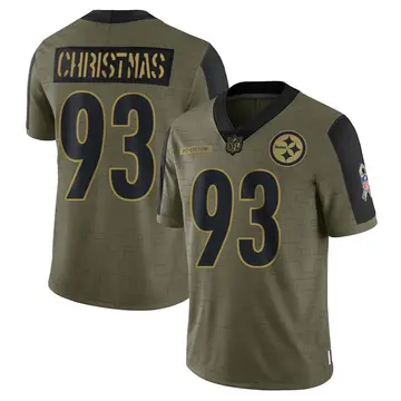 Nike Demarcus Christmas Youth Limited Pittsburgh Steelers Olive 2021 Salute To Service Jersey