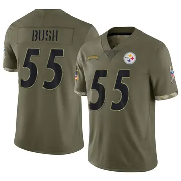 Nike Devin Bush Men's Limited Pittsburgh Steelers Olive 2022 Salute To Service Jersey