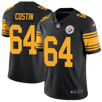 Nike Doug Costin Men's Limited Pittsburgh Steelers Black Color Rush Jersey