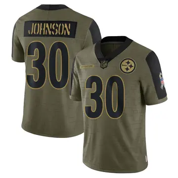 Nike Isaiah Johnson Men's Limited Pittsburgh Steelers Olive 2021 Salute To Service Jersey