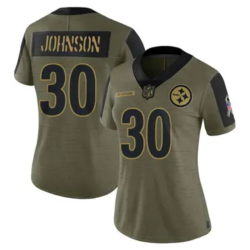 Nike Isaiah Johnson Women's Limited Pittsburgh Steelers Olive 2021 Salute To Service Jersey