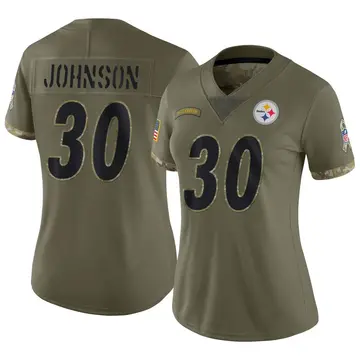 Nike Isaiah Johnson Women's Limited Pittsburgh Steelers Olive 2022 Salute To Service Jersey