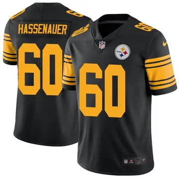 Nike J.C. Hassenauer Men's Limited Pittsburgh Steelers Black Color Rush Jersey