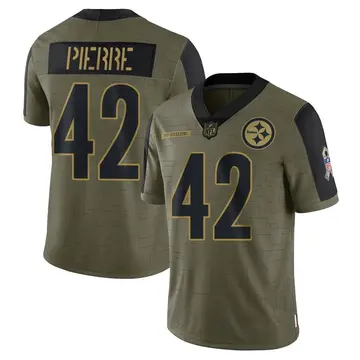 Nike James Pierre Men's Limited Pittsburgh Steelers Olive 2021 Salute To Service Jersey