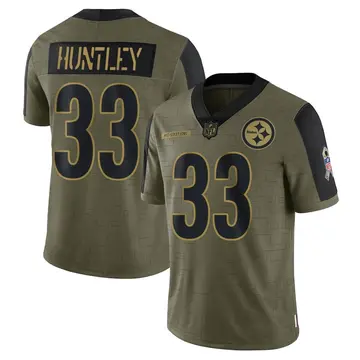 Nike Jason Huntley Men's Limited Pittsburgh Steelers Olive 2021 Salute To Service Jersey