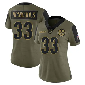 Nike Jeremy McNichols Women's Limited Pittsburgh Steelers Olive 2021 Salute To Service Jersey