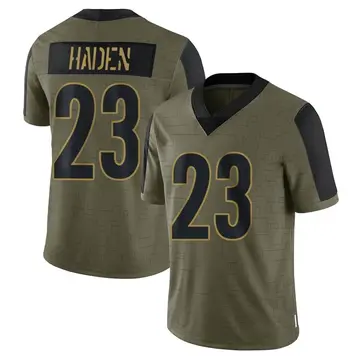 Nike Joe Haden Men's Limited Pittsburgh Steelers Olive 2021 Salute To Service Jersey