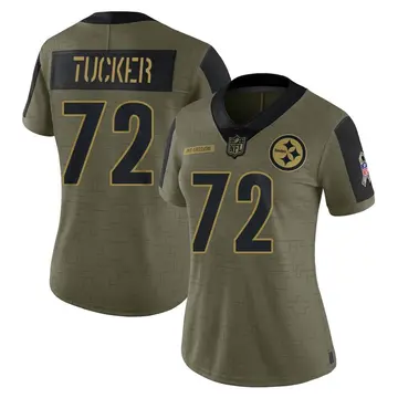 Nike Jordan Tucker Women's Limited Pittsburgh Steelers Olive 2021 Salute To Service Jersey
