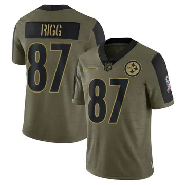 Nike Justin Rigg Youth Limited Pittsburgh Steelers Olive 2021 Salute To Service Jersey