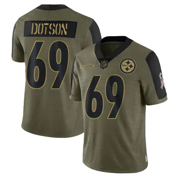 Nike Kevin Dotson Men's Limited Pittsburgh Steelers Olive 2021 Salute To Service Jersey