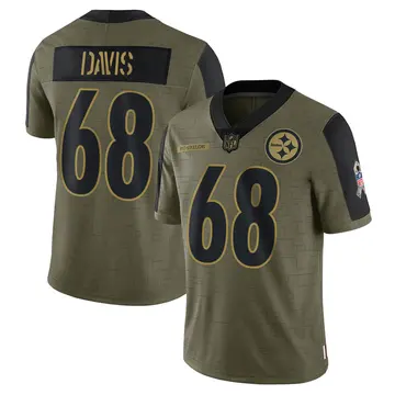 Nike Khalil Davis Men's Limited Pittsburgh Steelers Olive 2021 Salute To Service Jersey