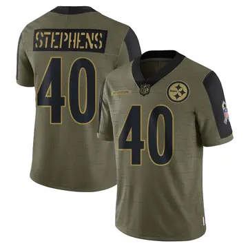 Nike Linden Stephens Men's Limited Pittsburgh Steelers Olive 2021 Salute To Service Jersey