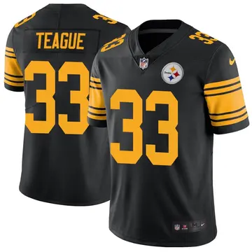 Nike Master Teague Men's Limited Pittsburgh Steelers Black Color Rush Jersey