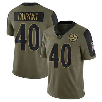 Nike Mataeo Durant Men's Limited Pittsburgh Steelers Olive 2021 Salute To Service Jersey
