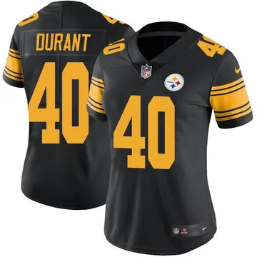 Nike Mataeo Durant Women's Limited Pittsburgh Steelers Black Color Rush Jersey