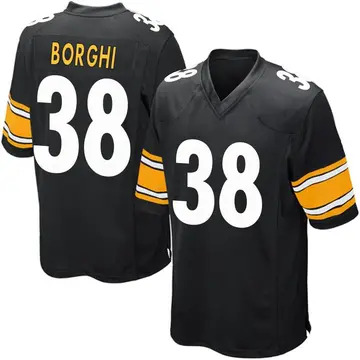 Nike Max Borghi Men's Game Pittsburgh Steelers Black Team Color Jersey