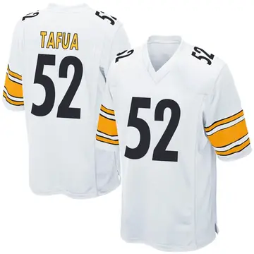 Nike Mika Tafua Men's Game Pittsburgh Steelers White Jersey