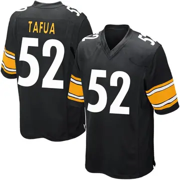 Nike Mika Tafua Youth Game Pittsburgh Steelers Black Team Color Jersey