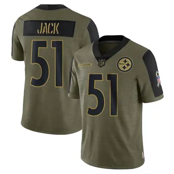 Nike Myles Jack Youth Limited Pittsburgh Steelers Olive 2021 Salute To Service Jersey