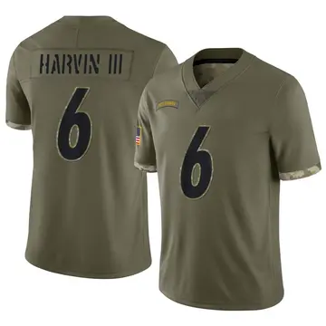 Nike Pressley Harvin III Men's Limited Pittsburgh Steelers Olive 2022 Salute To Service Jersey